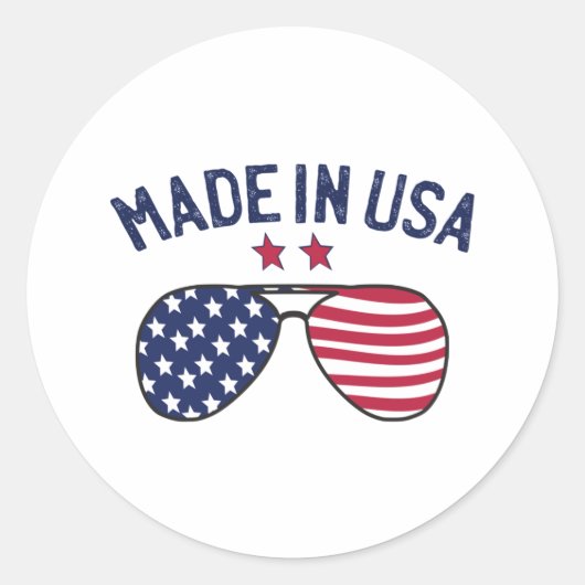 Made in USA United Staaten US Flag Sonnenbrille Runder Aufkleber (Vorderseite)
