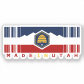 Made in Utah Barcode Flag Staatsstolz Aufkleber (Vorderseite)