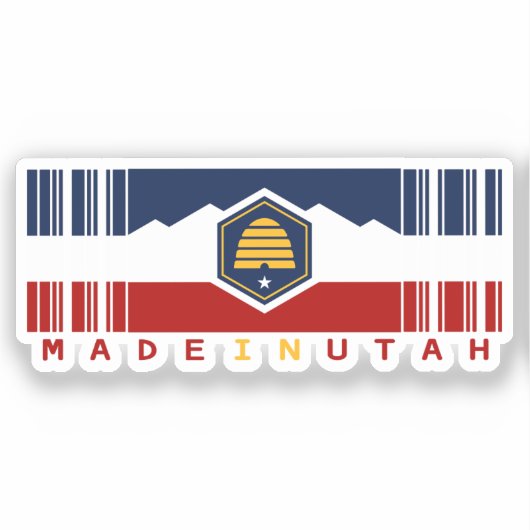 Made in Utah Barcode Flag Staatsstolz Aufkleber (Vorderseite)