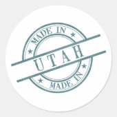 Made in Utah Green Round-Rubber-Briefmarke Runder Aufkleber (Vorderseite)