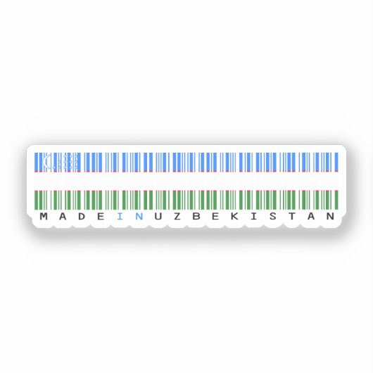 Made in Uzbekistan Barcode Flag Design Aufkleber (Vorderseite)