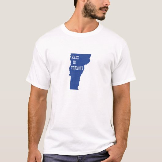 Made in Vermont Shaped Blue Vermonter Birth Staat T-Shirt (Vorderseite)