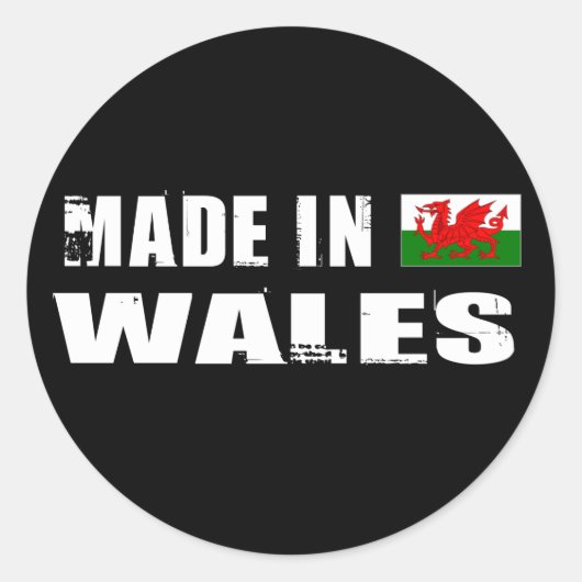 Made in Wales Runder Aufkleber (Vorderseite)