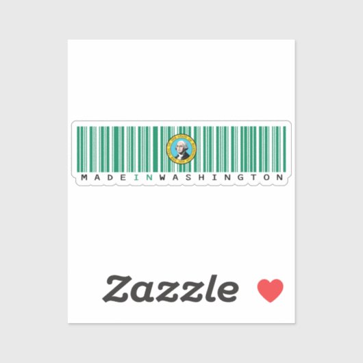 Made in Washington Barcode Flag Staatsstolz Aufkleber (Blatt)
