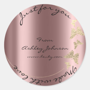 Made Liebe for you name Butterfly Rose Blush Gold Runder Aufkleber