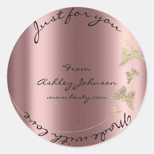 Made Liebe for you name Butterfly Rose Blush Gold Runder Aufkleber (Vorderseite)