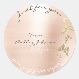 Made Liebe for you name Butterfly Rose Gray Gold Runder Aufkleber