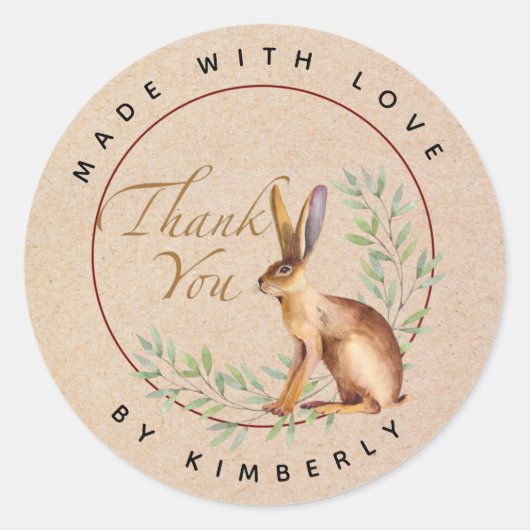 Made mit Liebe Danke, Animal Runder Aufkleber (Vorderseite)