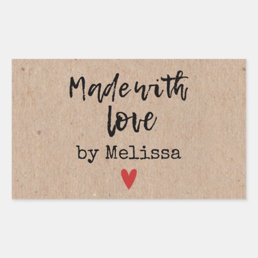 Made mit Liebe Kraft Rechteckiger Aufkleber (Vorderseite)