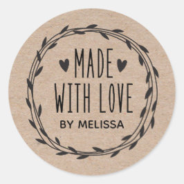 Made mit Liebe Kraft Runder Aufkleber