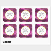 Made mit Liebe Lila und Gold Abstrakt Agate Quadratischer Aufkleber (Blatt)