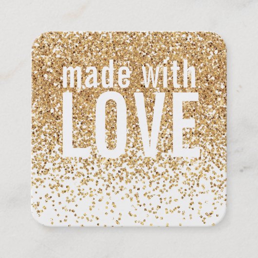 MADE MIT LIEBE niedlicher Konfetti Gold Glitzer bl Quadratische Visitenkarte (Vorderseite)