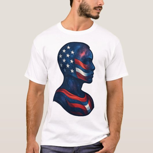 "Made of Stars & Stripes" - Celestial American T-Shirt (Vorderseite)