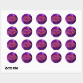 Made with Liebe Amethyst Lila Maroon Makeup Lips Runder Aufkleber (Blatt)