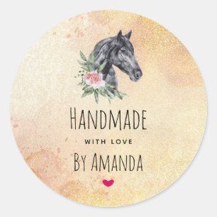 Made with Liebe Beautiful Horse Head Wasserfarbe Runder Aufkleber