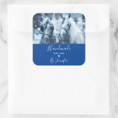 Made with Liebe Beautiful Horse Team Winter Foto Quadratischer Aufkleber (Tasche)
