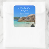 Made with Liebe Beautiful Tropical Sea Rocky Coast Quadratischer Aufkleber (Tasche)