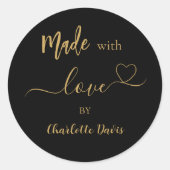 Made with Liebe black gold name Runder Aufkleber (Vorderseite)