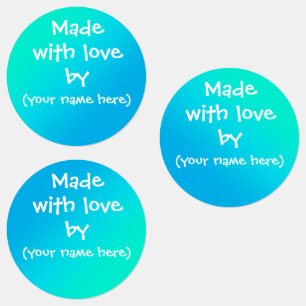 "Made with Liebe by" Aquamarine Personalisierte Et Etiketten