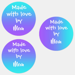 "Made with Liebe by Mama", Aquamarin zu Lila Etike Etiketten