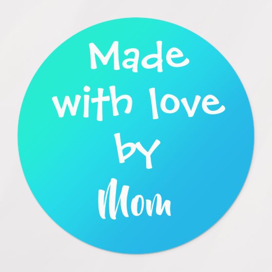 "Made with Liebe by Mama" Aquamarine Personalisier Etiketten (Design 1)