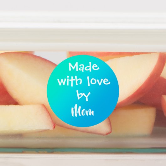 "Made with Liebe by Mama" Aquamarine Personalisier Etiketten (Befestigt)