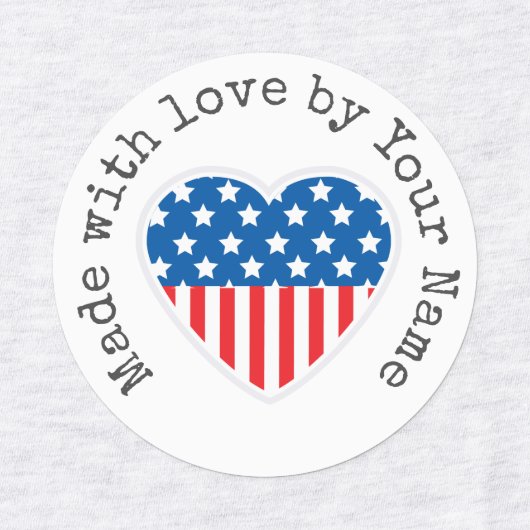 Made with Liebe by you Patriotic Heart Iron-On Etiketten (Design 1)