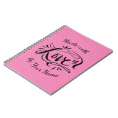 Made with Liebe custom hand lettered Rezept Spiral Notizblock (Linke Seite)