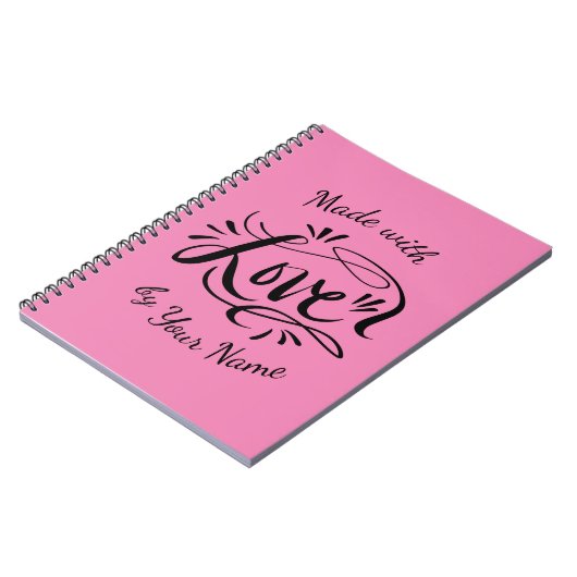 Made with Liebe custom hand lettered Rezept Spiral Notizblock (Linke Seite)