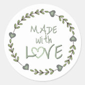 Made with Liebe Dainty Garden Sprigs and Heart Vin Runder Aufkleber (Vorderseite)