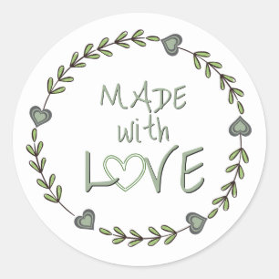 Made with Liebe Dainty Garden Sprigs and Heart Vin Runder Aufkleber