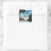 Made with Liebe Foto of Tropical Island Coast Quadratischer Aufkleber (Tasche)