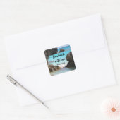 Made with Liebe Foto of Tropical Island Coast Quadratischer Aufkleber (Umschlag)