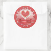 Made with Liebe Gingham Red Runder Aufkleber (Tasche)