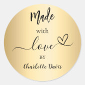 Made with Liebe gold name Runder Aufkleber (Vorderseite)