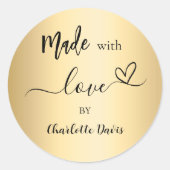 Made with Liebe gold name Runder Aufkleber (Vorderseite)
