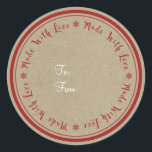 Made with Liebe Handmade Rustic Kraft Christmas Runder Aufkleber<br><div class="desc">Made with Liebe Handmade Rustic Kraft Weihnachtskleber</div>