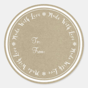 Made with Liebe Handmade Rustic Kraft Christmas Runder Aufkleber
