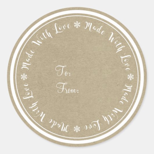 Made with Liebe Handmade Rustic Kraft Christmas Runder Aufkleber (Vorderseite)