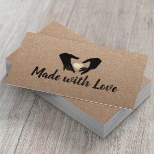 Made with Liebe Hands & Gold Heart Rustic Kraft Visitenkarte