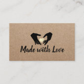 Made with Liebe Hands & Gold Heart Rustic Kraft Visitenkarte (Vorderseite)