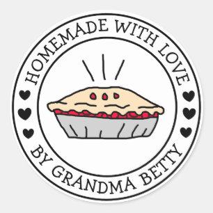 Made with Liebe, hausgemachte Cherry Pie Geschenke Runder Aufkleber