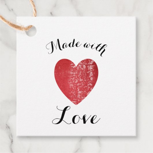 Made with Liebe Heart Briefmarke Red Geschenkanhänger (Vorderseite)