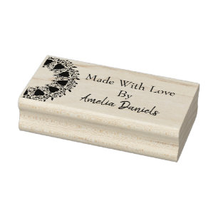 Made with Liebe Heart Wreath Wood Art Briefmarke Gummistempel