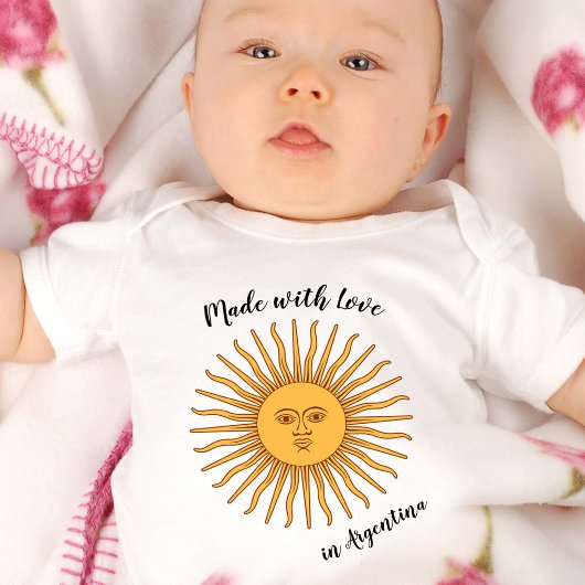Made with Liebe in Argentina / flag, Sol de Mayo Baby Strampler