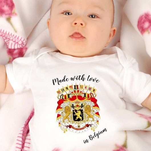 Made with Liebe in Belgium/belgische flagge Baby Strampler