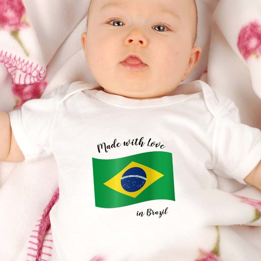 Made with Liebe in Brazil / Brazilian flagge Baby Strampler