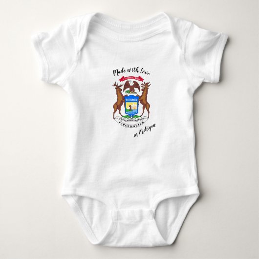 Made with Liebe in Michigan / flag, Staat USA Baby Strampler (Vorderseite)