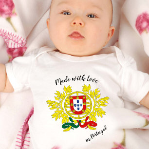 Made with Liebe in Portugal / Portugiesisch flagge Baby Strampler