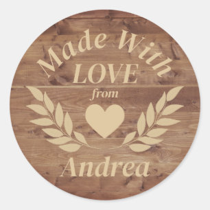 Made with Liebe Individuelle Name Runder Aufkleber